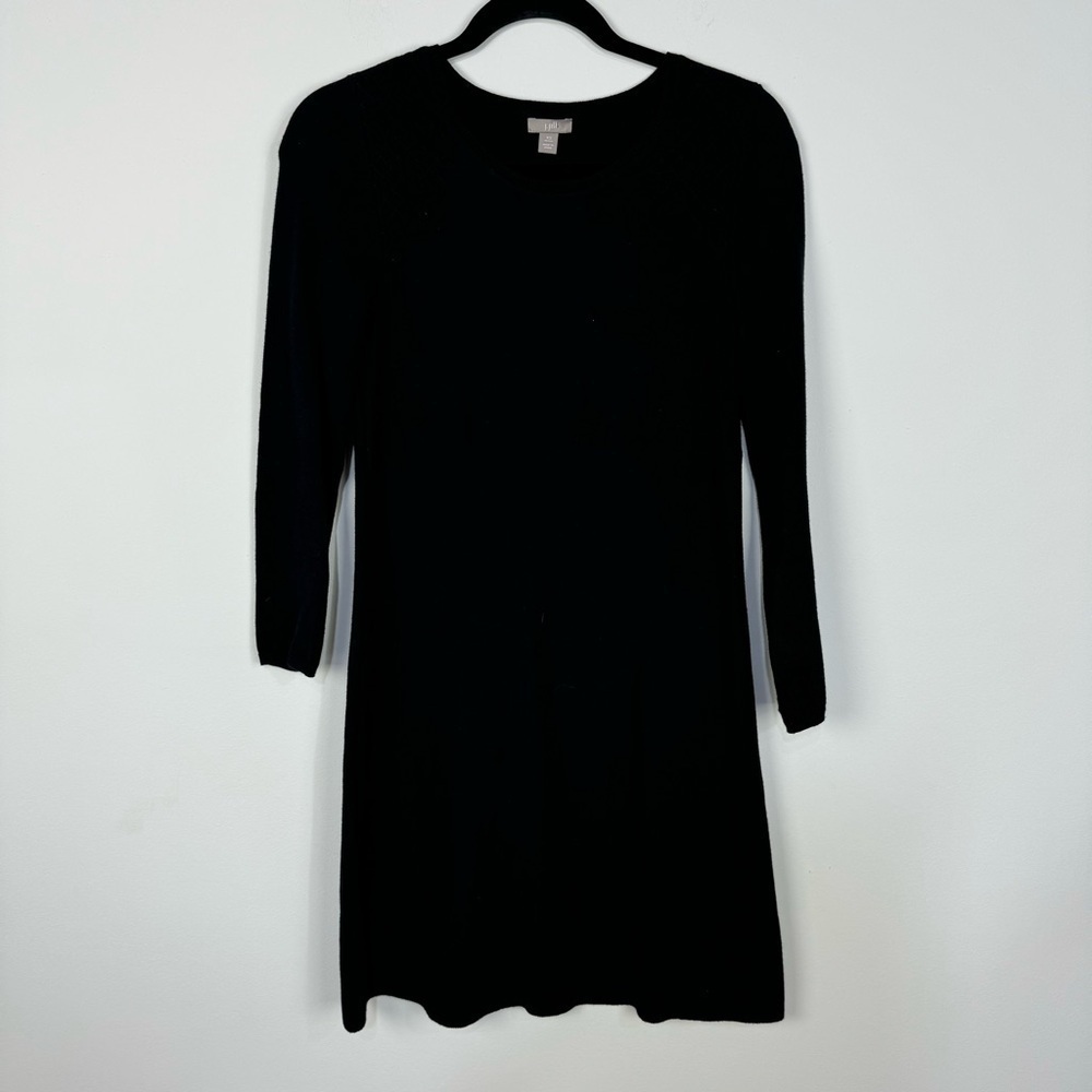J.Jill Black Long Sleeve Knit Sweater Dress Minimalist Goth
